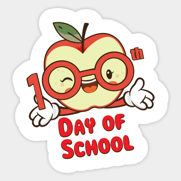 Cute Apple 100th Day Of School Funny Gifts Sticker by macshoptee